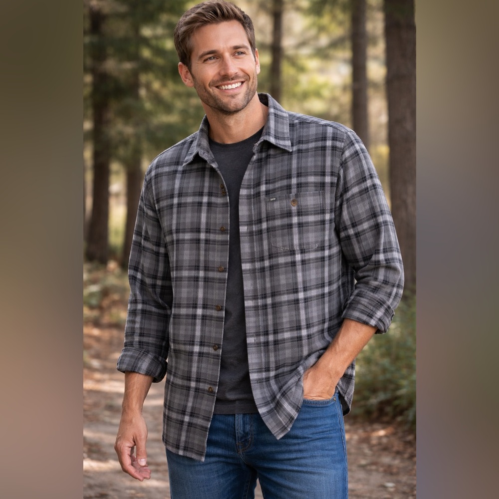 Columbia Flannel Shirt Men’s XL Gray Plaid Button Down Outdoor Layering Hiking - Picture 1 of 14